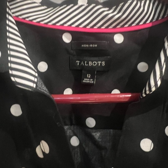 Talbots Black and White Polka Dot Blouse A029 - Picture 3 of 4